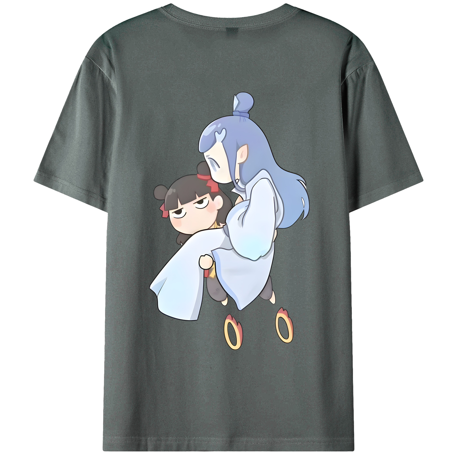 （画像用） Ne Zha 2 ナタ 魔童の大暴れ 綿100％ メンズ半袖Tシャツ（バックプリント） 通気性
